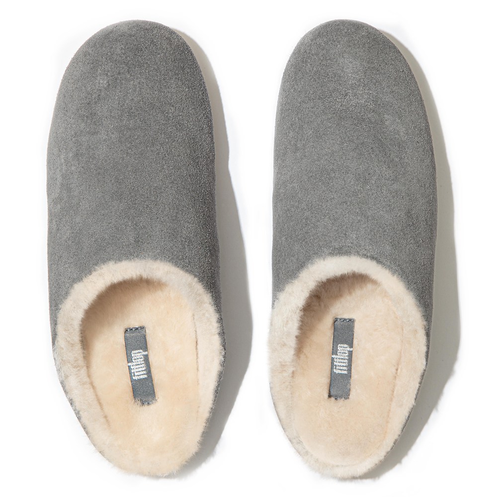 Fitflop Womens Slippers - Chrissie Shearling - Grey - 605-UVGDYF